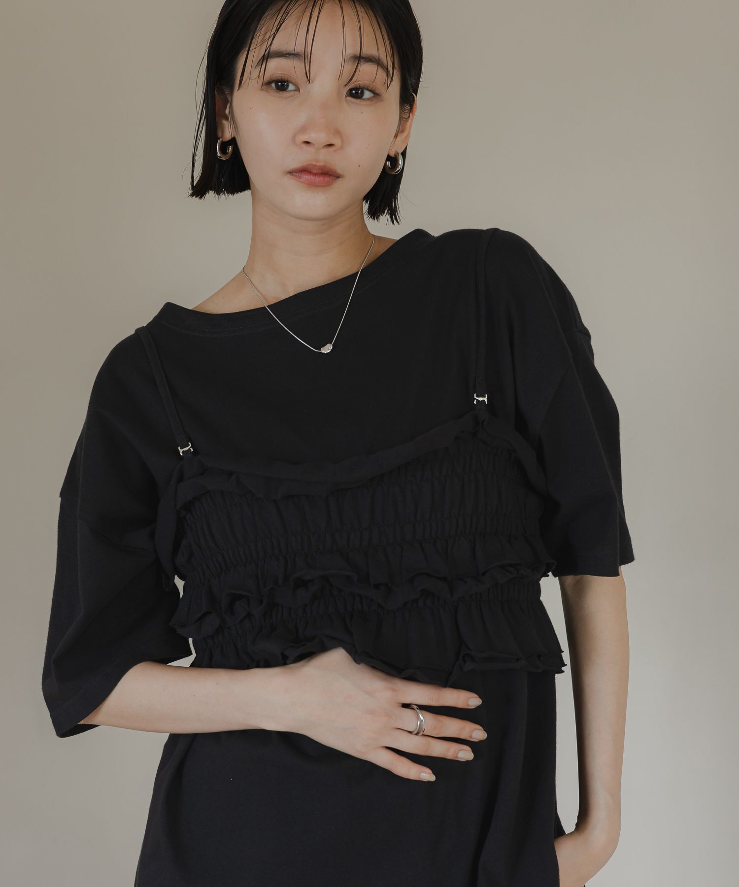 LOWRYS FARM「【セットアイテム】フリルビスチェセットＴＥＥ」|Tシャツ・カットソー|