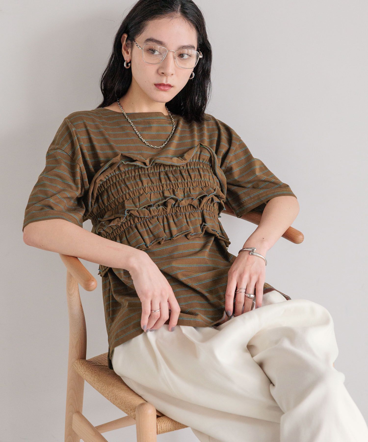 LOWRYS FARM「【セットアイテム】フリルビスチェセットＴＥＥ」|Tシャツ・カットソー|BRN9