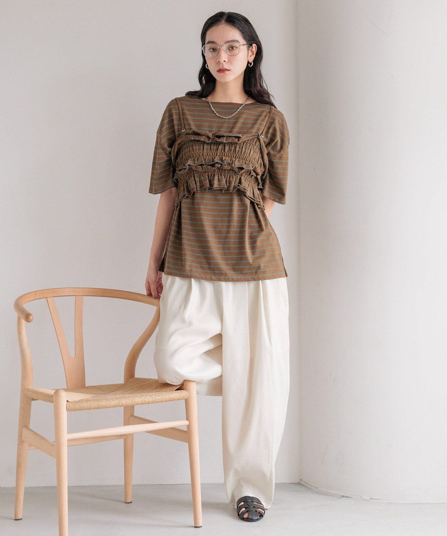 LOWRYS FARM「【セットアイテム】フリルビスチェセットＴＥＥ」|Tシャツ・カットソー|