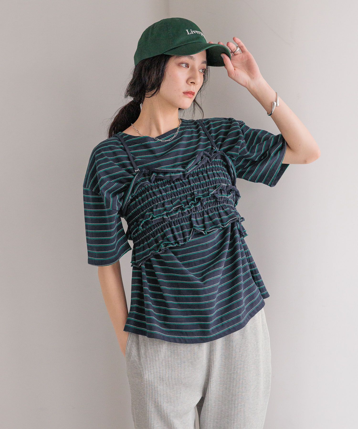 LOWRYS FARM「【セットアイテム】フリルビスチェセットＴＥＥ」|Tシャツ・カットソー|