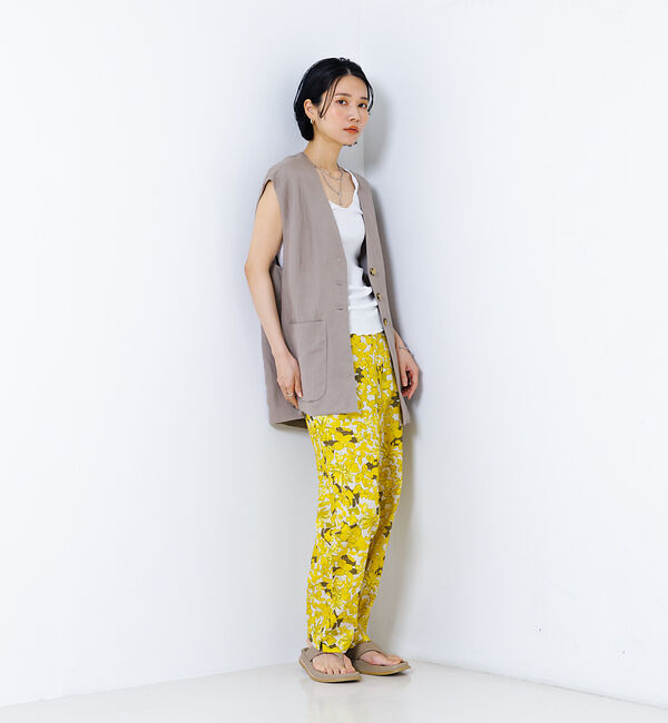 collex「【手洗い可】リネン混 イージークロス Vネックジレ」|ベスト・ジレ|