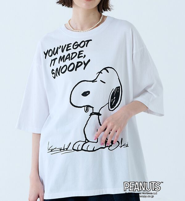 Rouge vif「【JOHNBULL/ジョンブル】PEANUTS プリントTシャツ / スヌーピー」|Tシャツ・カットソー|ホワイト系その他1