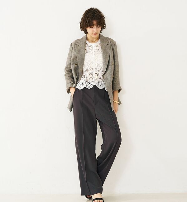 qualite「【前後2WAY仕様】スカラップレース2WAYブラウス【予約】」|ベスト・ジレ|