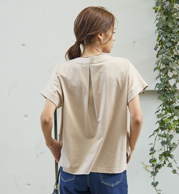 abahouse mavie「シルケットダブルVネックフレンチプルオーバー」|Tシャツ・カットソー|