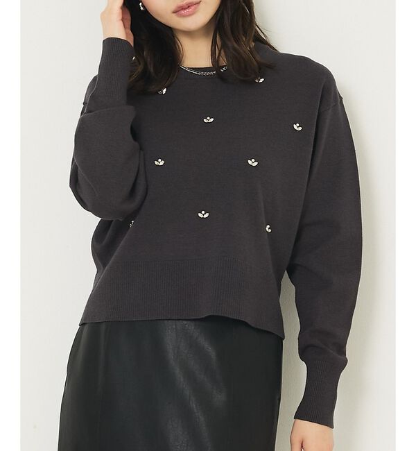 abahouse mavie「ビジューニット」|ニット・セーター|チャコールグレー