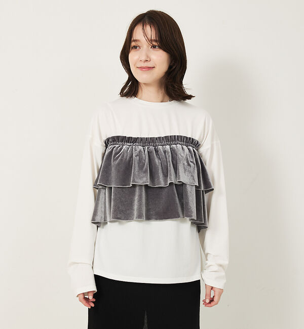 abahouse mavie「【WEB Domani掲載】ベロアビスチェ付ロンT」|Tシャツ・カットソー|