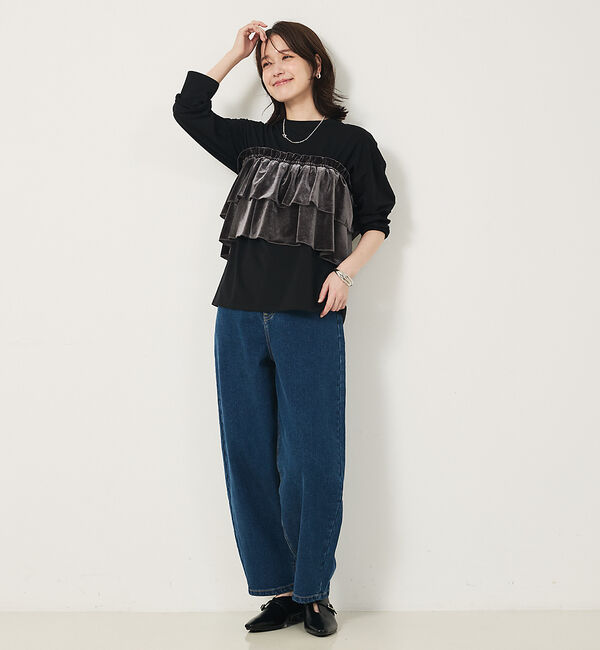 abahouse mavie「【WEB Domani掲載】ベロアビスチェ付ロンT」|Tシャツ・カットソー|