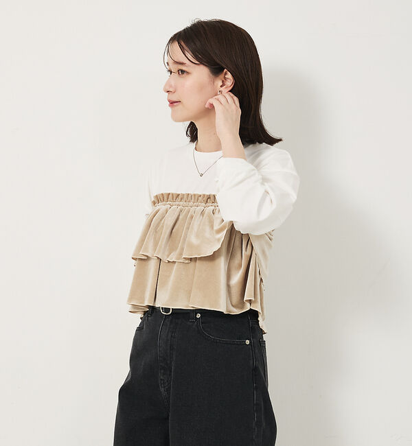 abahouse mavie「【WEB Domani掲載】ベロアビスチェ付ロンT」|Tシャツ・カットソー|