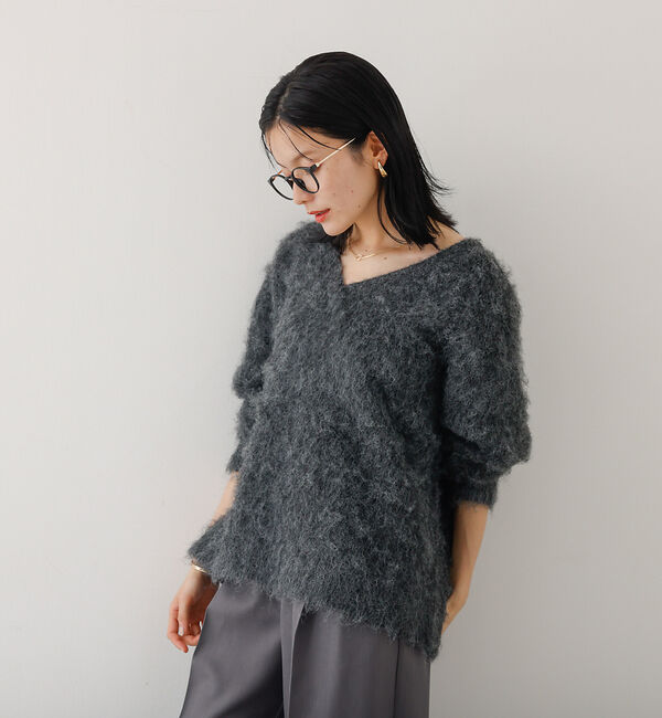 abahouse mavie「ブラッシュドVネックニット」|ニット・セーター|