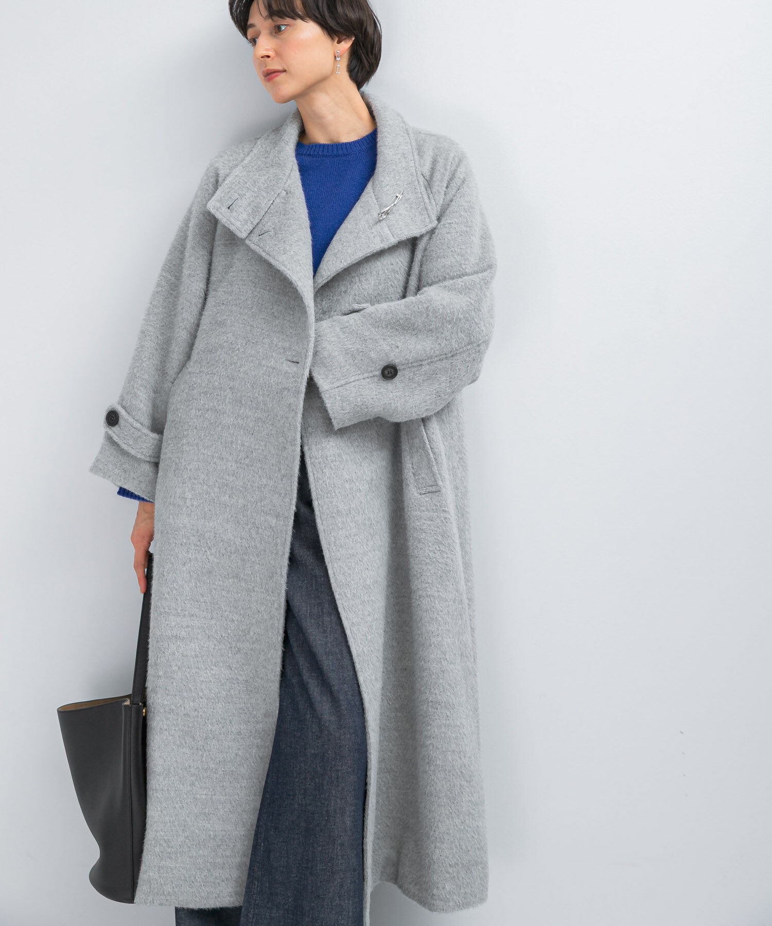 URBAN RESEARCH ROSSO「アルパカ混シャギースタンドコート」|ノーカラーコート|