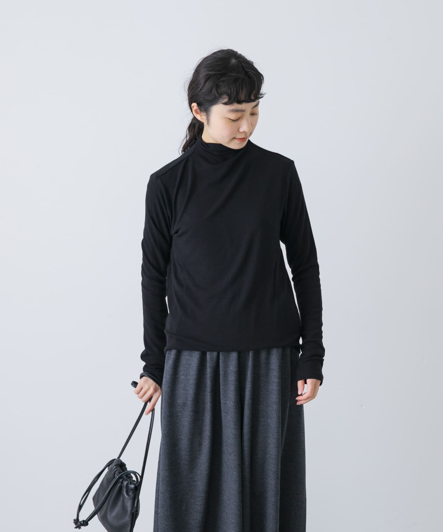 かぐれ「ボトルネックソフトリブカットソー」|Tシャツ・カットソー|