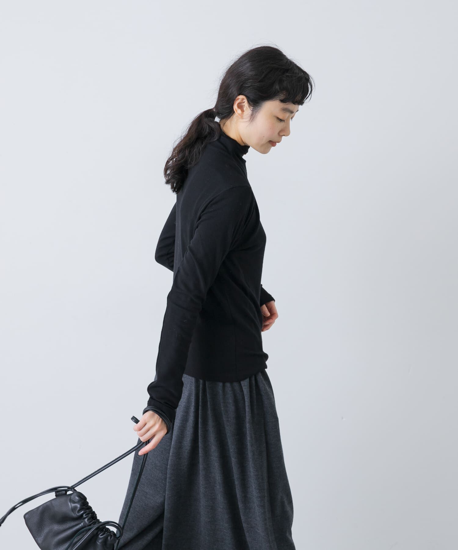 かぐれ「ボトルネックソフトリブカットソー」|Tシャツ・カットソー|