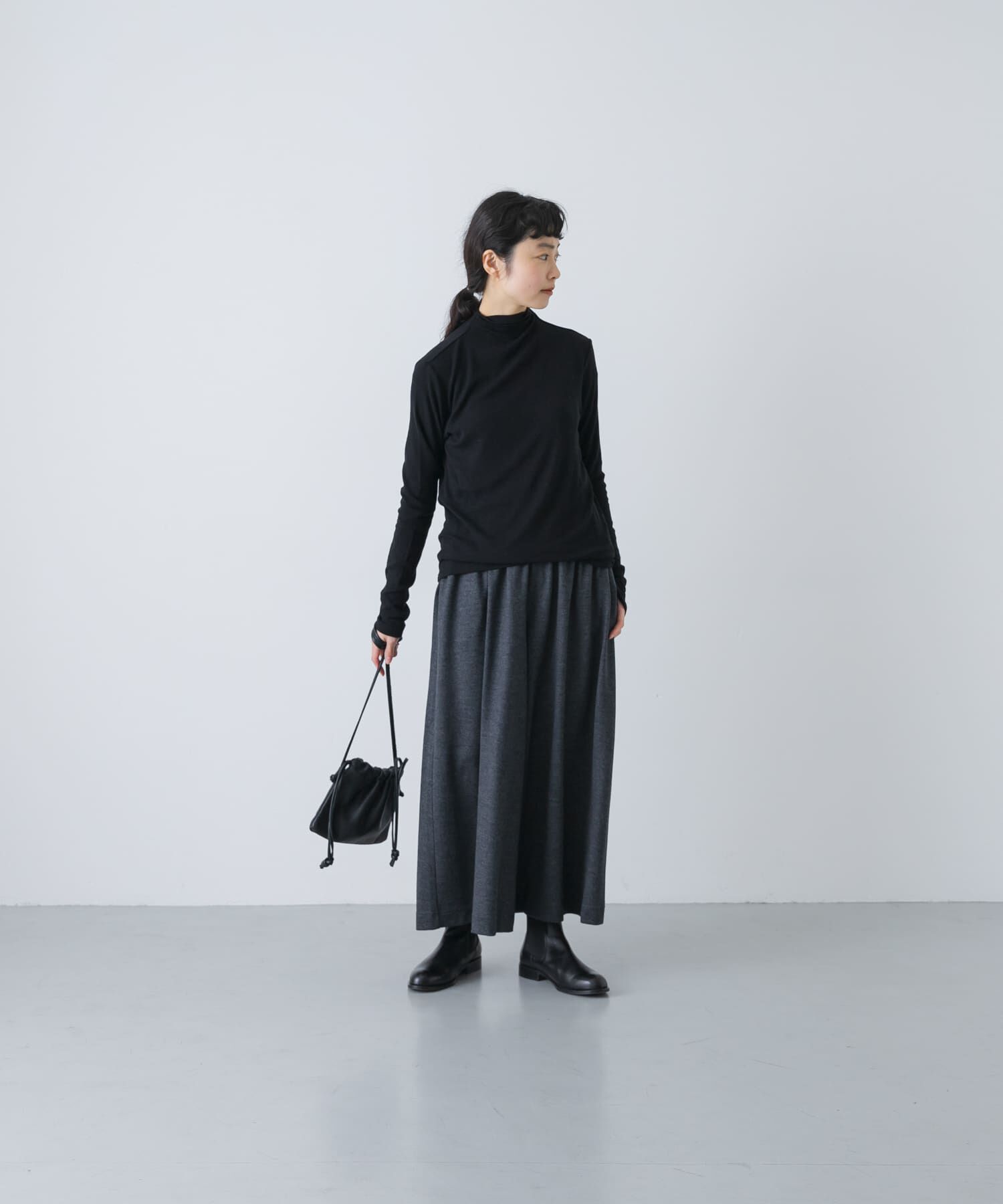 かぐれ「ボトルネックソフトリブカットソー」|Tシャツ・カットソー|