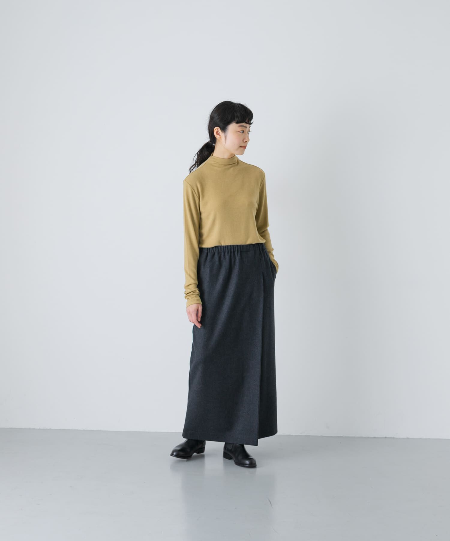 かぐれ「ボトルネックソフトリブカットソー」|Tシャツ・カットソー|