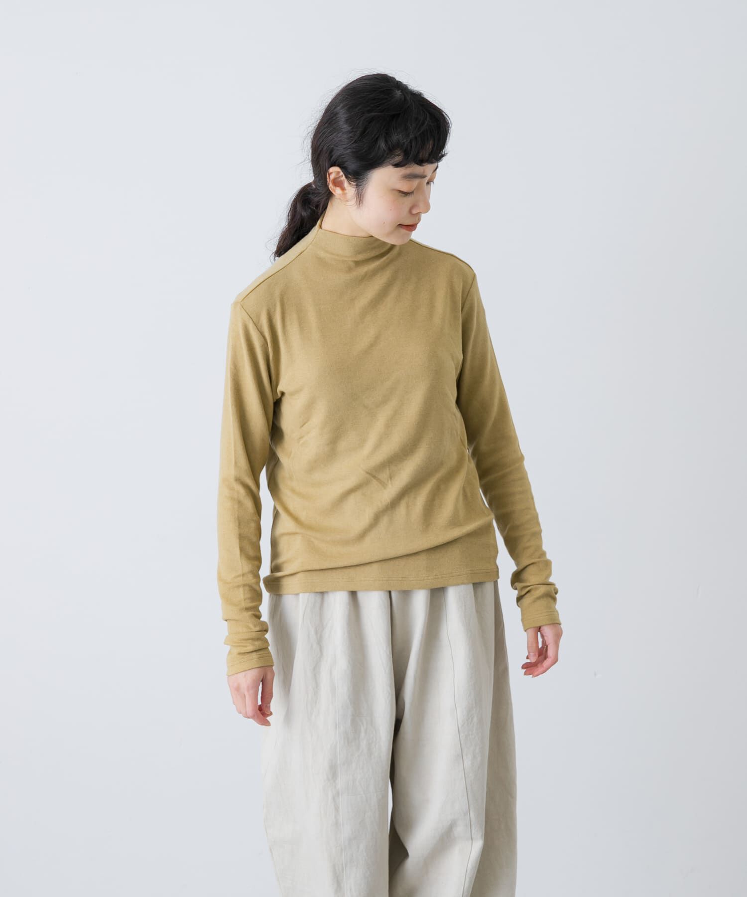 かぐれ「ボトルネックソフトリブカットソー」|Tシャツ・カットソー|