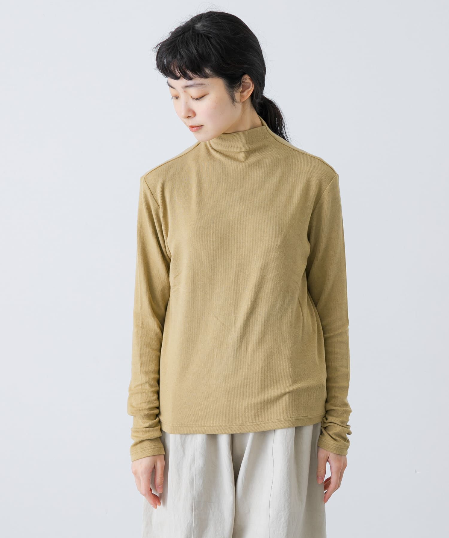 かぐれ「ボトルネックソフトリブカットソー」|Tシャツ・カットソー|