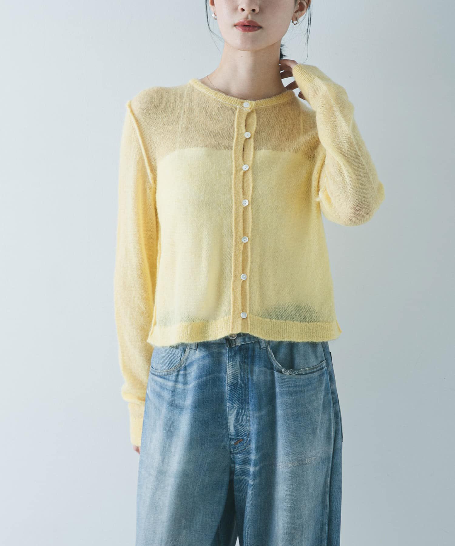 URBAN RESEARCH「シアーモヘヤカーディガン」|カーディガン|イエロー