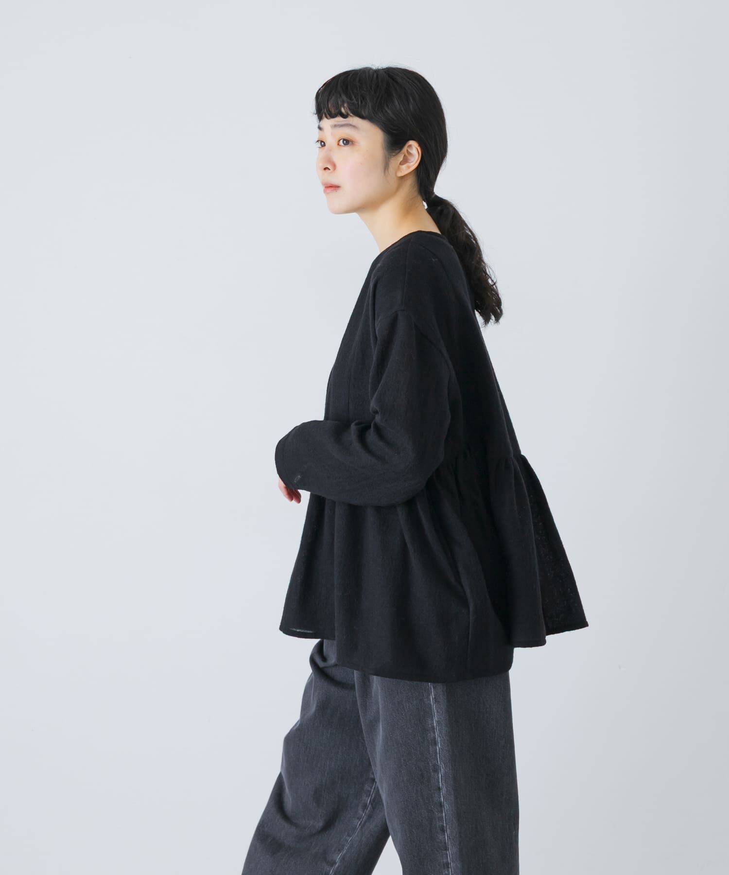 かぐれ「ウールガーゼギャザープルオーバー」|シャツ・ブラウス|