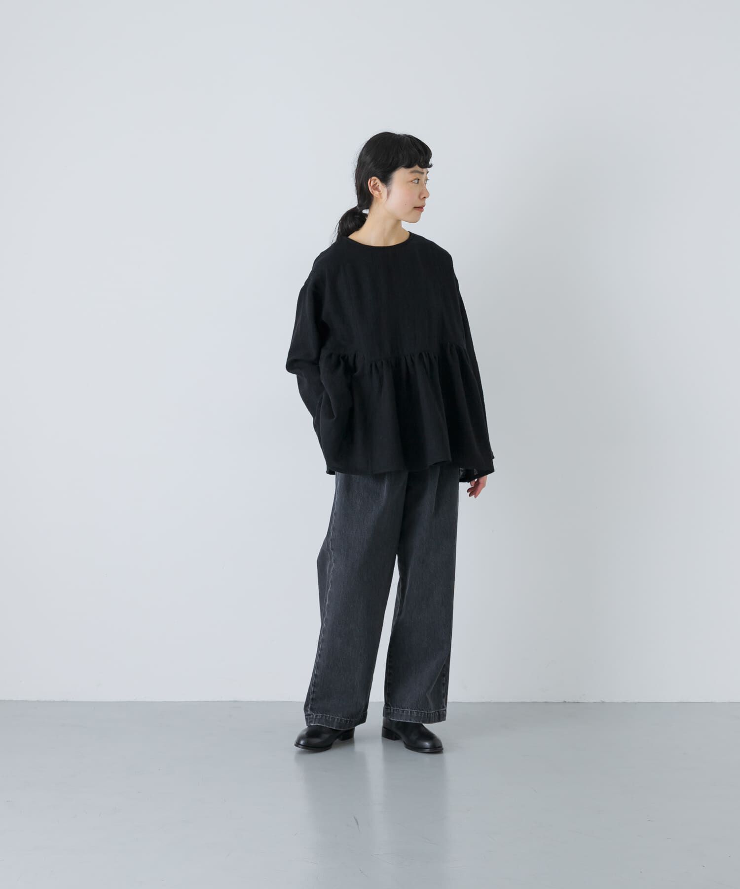 かぐれ「ウールガーゼギャザープルオーバー」|シャツ・ブラウス|