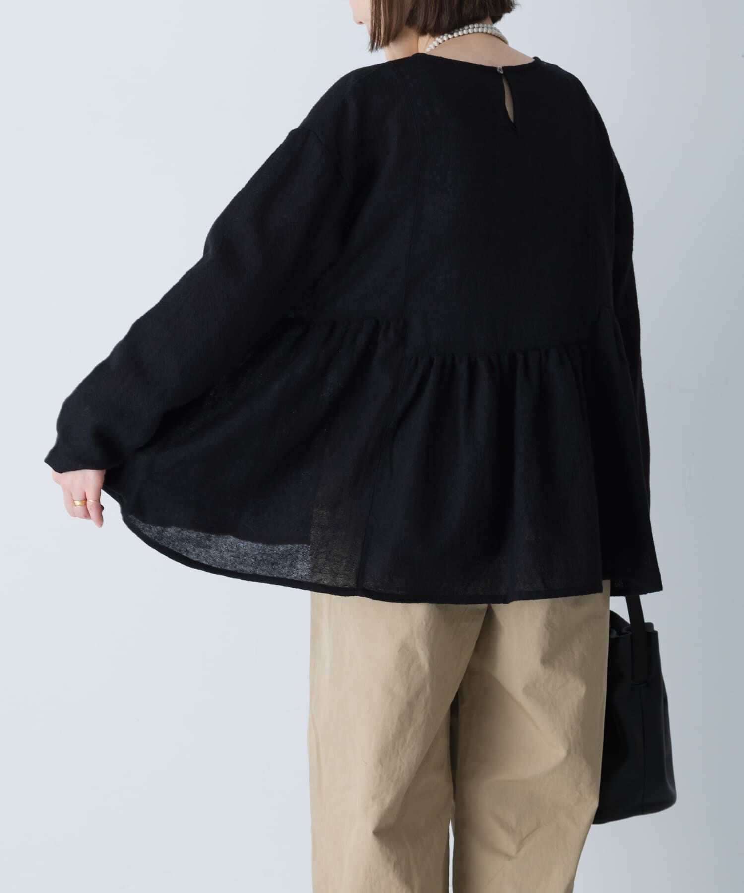 かぐれ「ウールガーゼギャザープルオーバー」|シャツ・ブラウス|