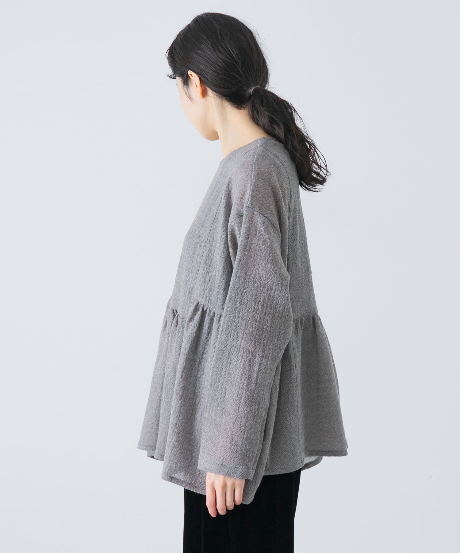 かぐれ「ウールガーゼギャザープルオーバー」|シャツ・ブラウス|
