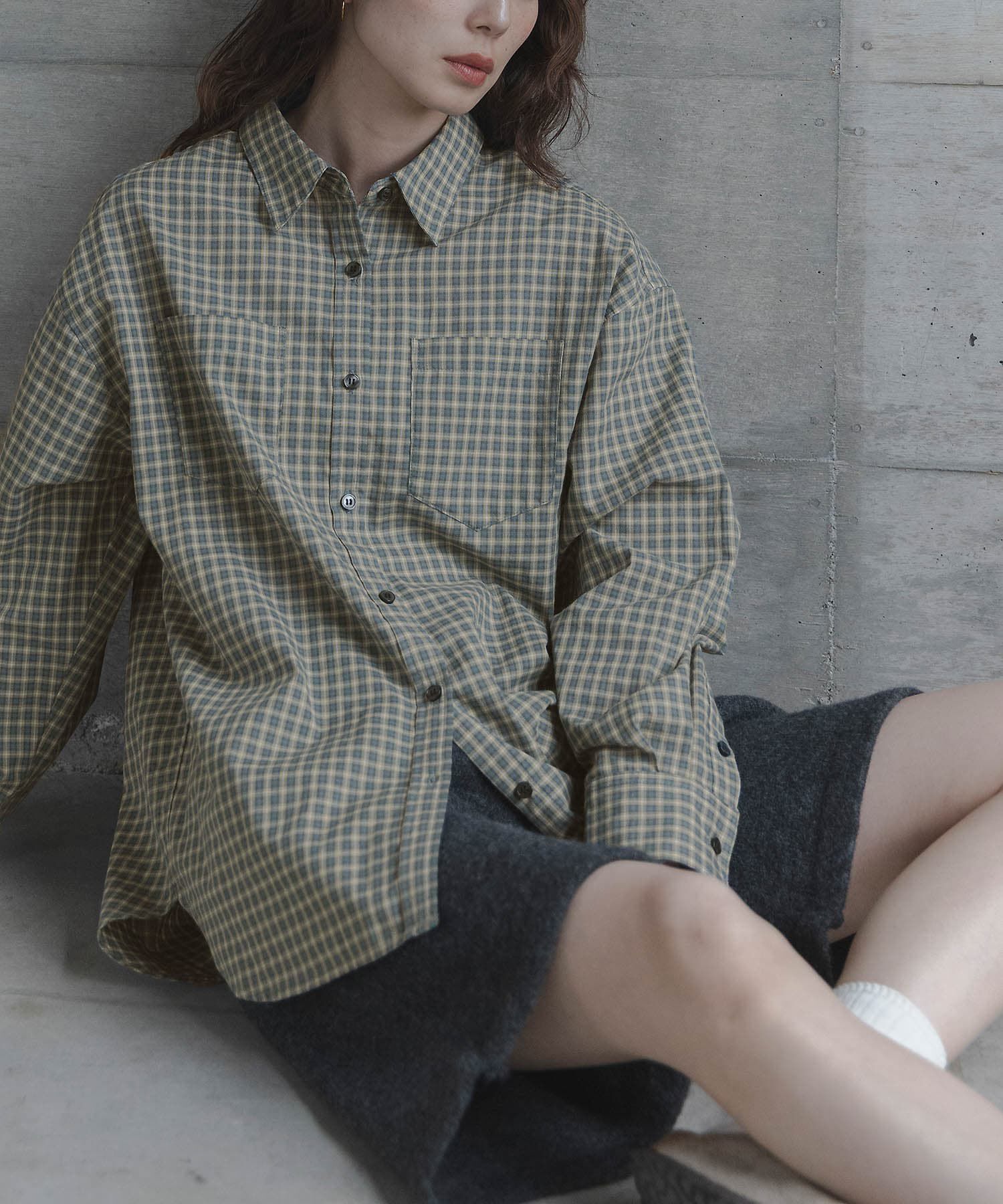 Sonny Label 「ドビーチェックアシメシャツ」|シャツ・ブラウス|ブルー