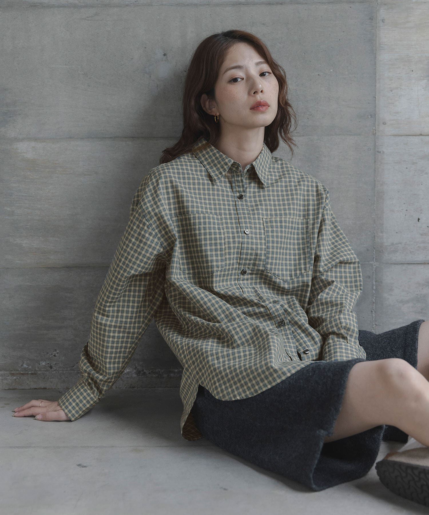 Sonny Label 「ドビーチェックアシメシャツ」|シャツ・ブラウス|