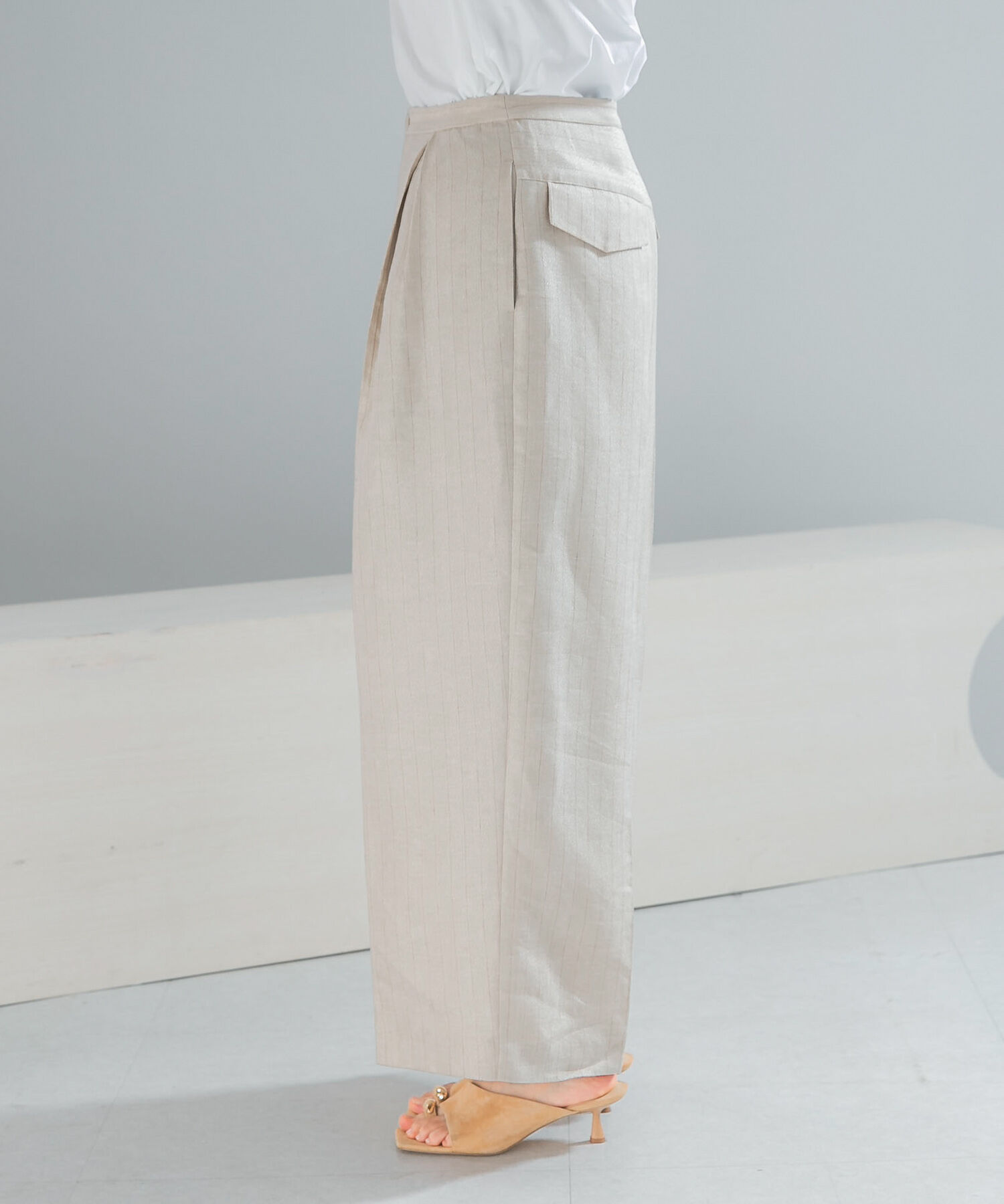 URBAN RESEARCH ROSSO「ラメリネンストライプワイドパンツ」|その他|