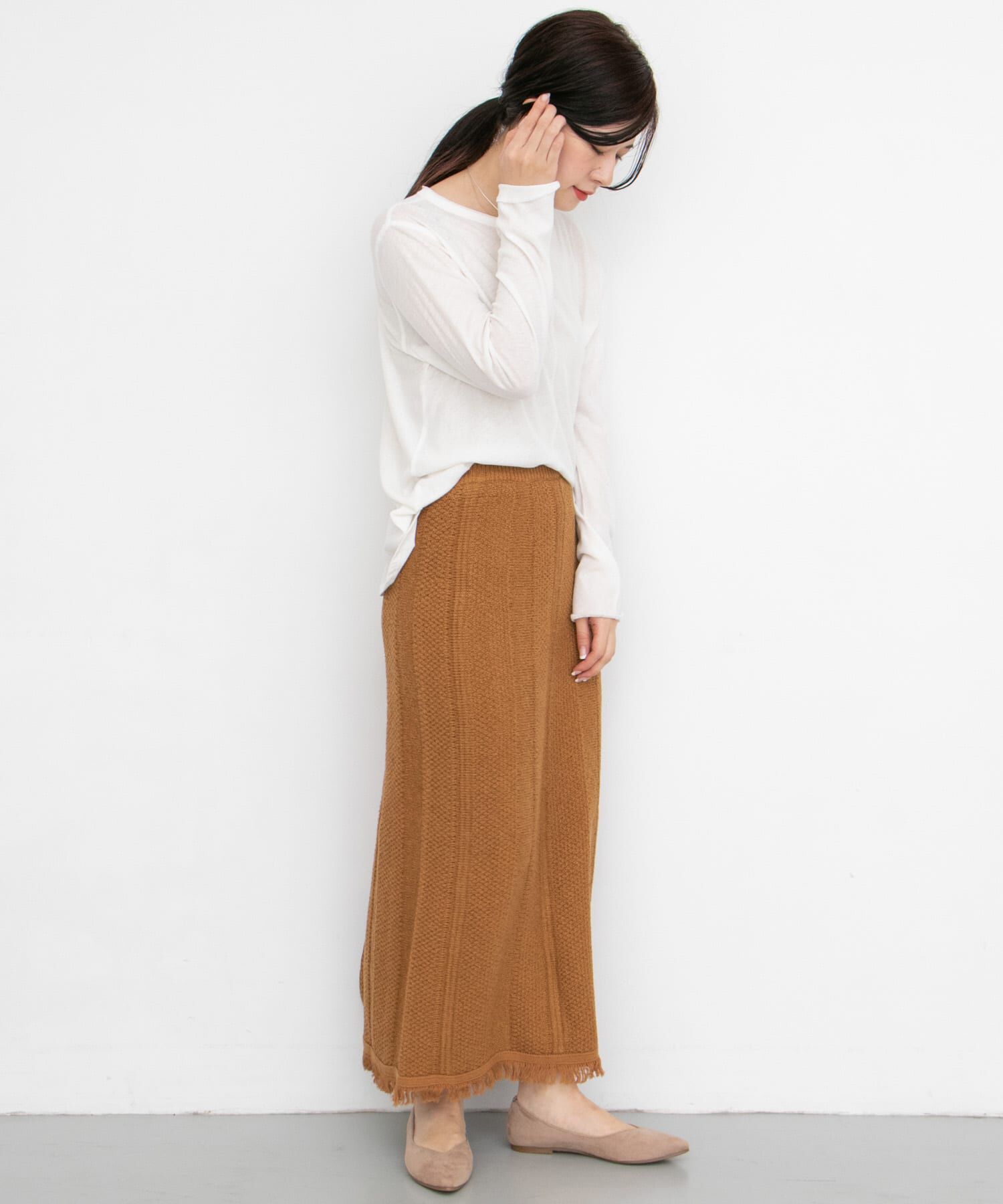  「タイトフリンジニットスカート」|スカート|