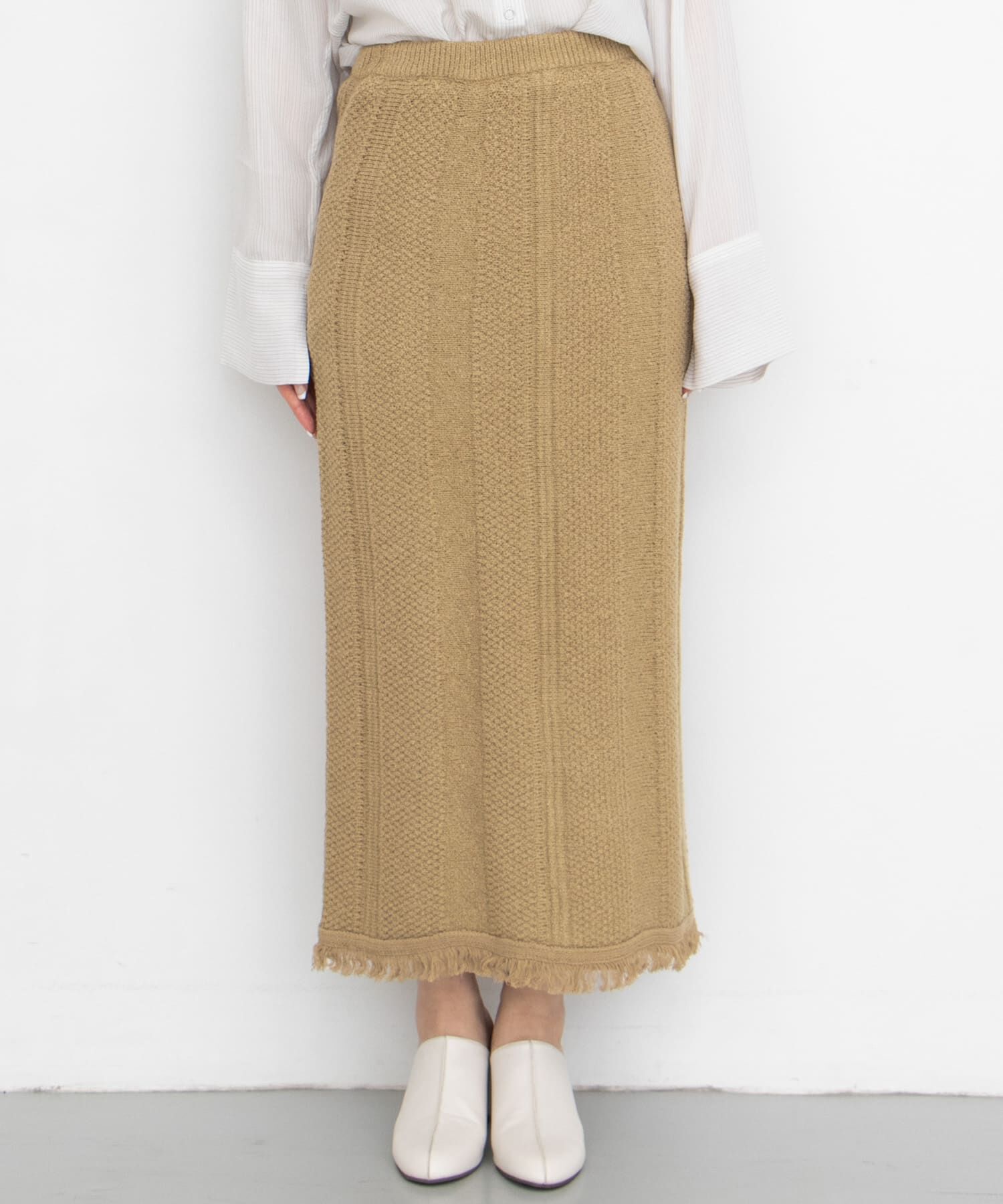  「タイトフリンジニットスカート」|スカート|