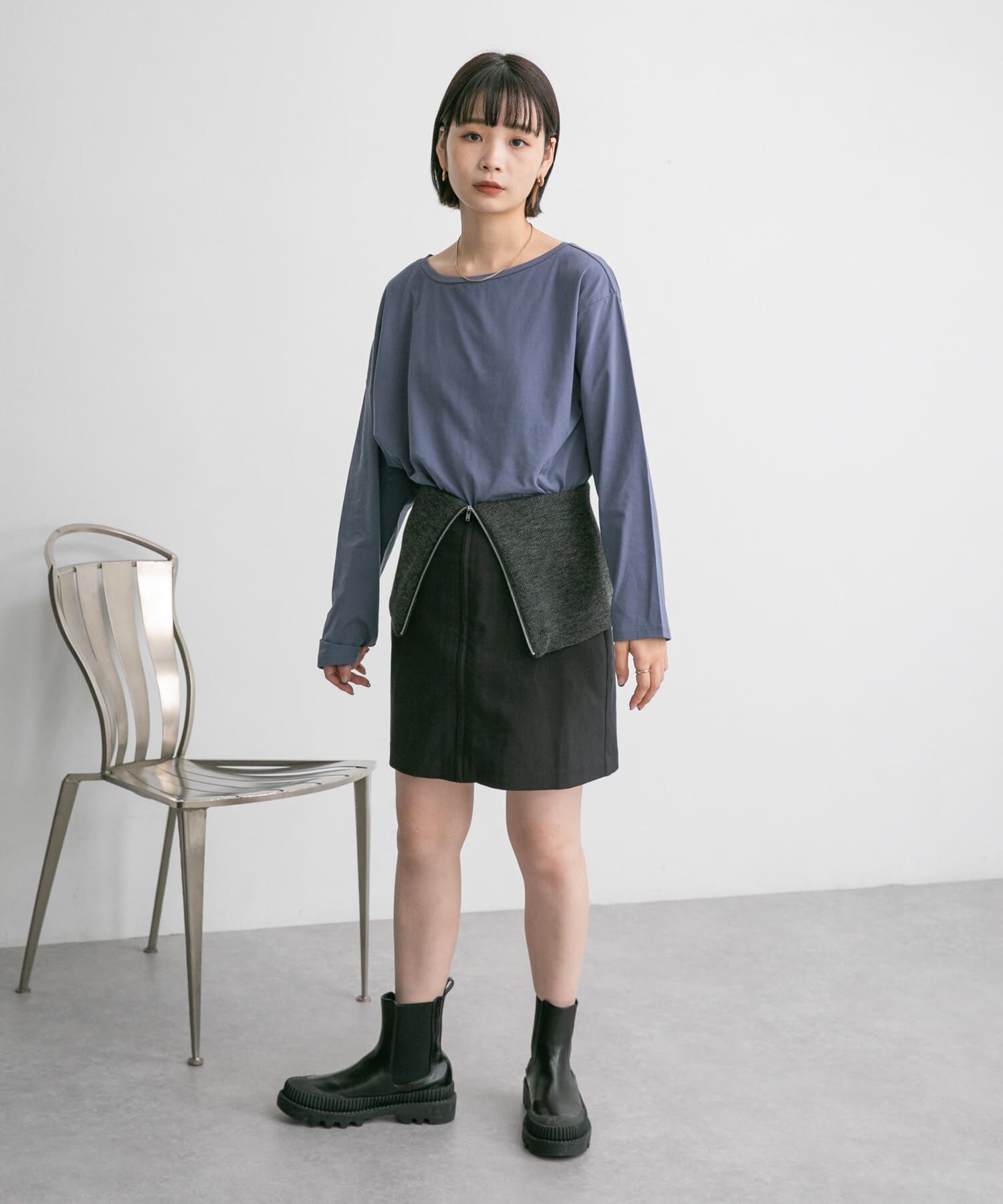  「アシメネックカットソー」|Tシャツ・カットソー|