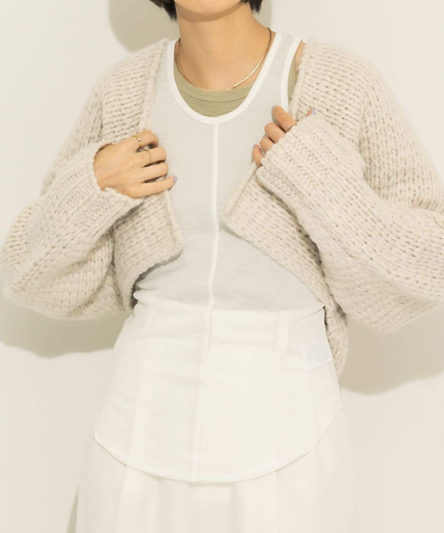  「ローゲージショートニットカーディガン」|カーディガン|