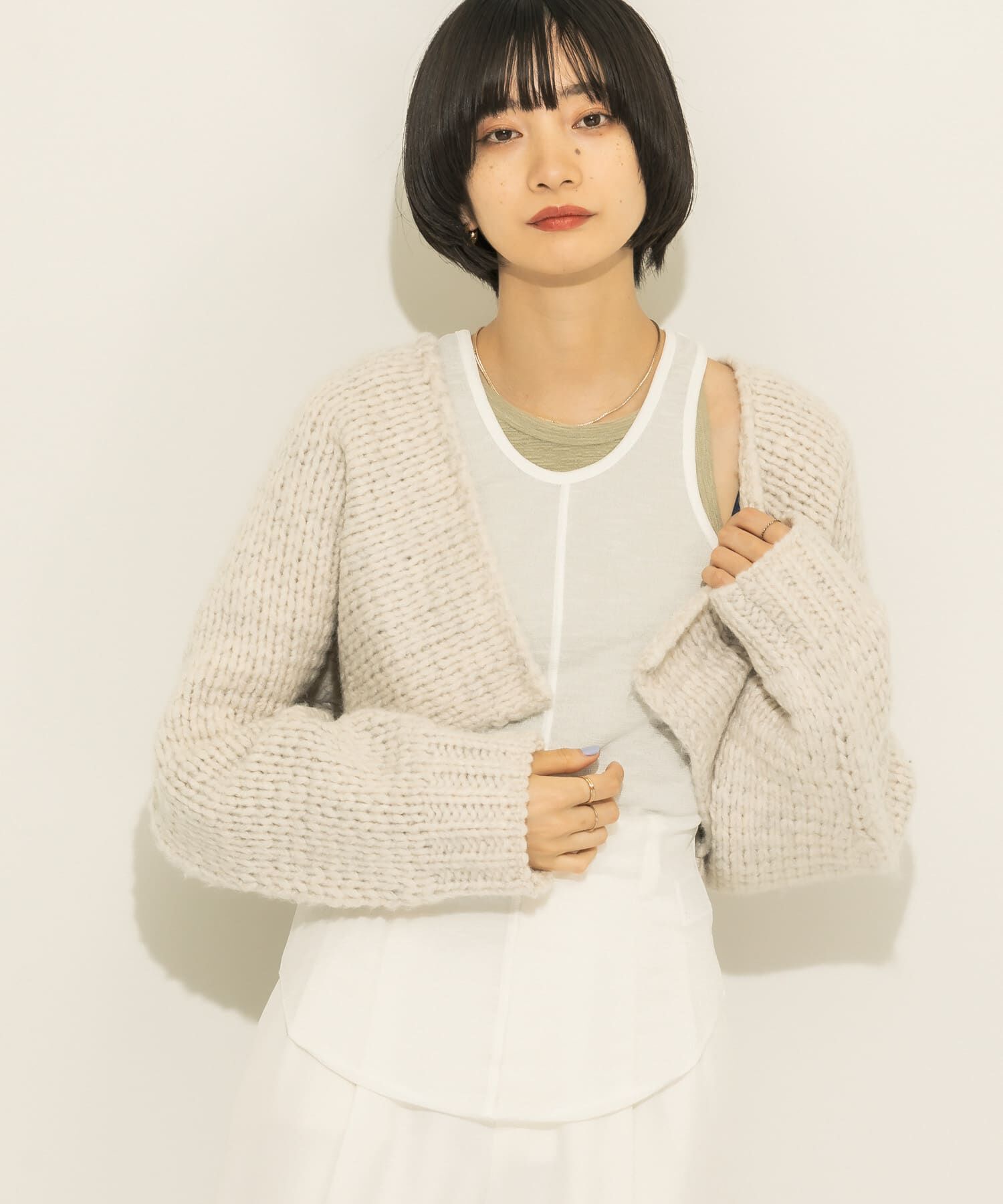  「ローゲージショートニットカーディガン」|カーディガン|