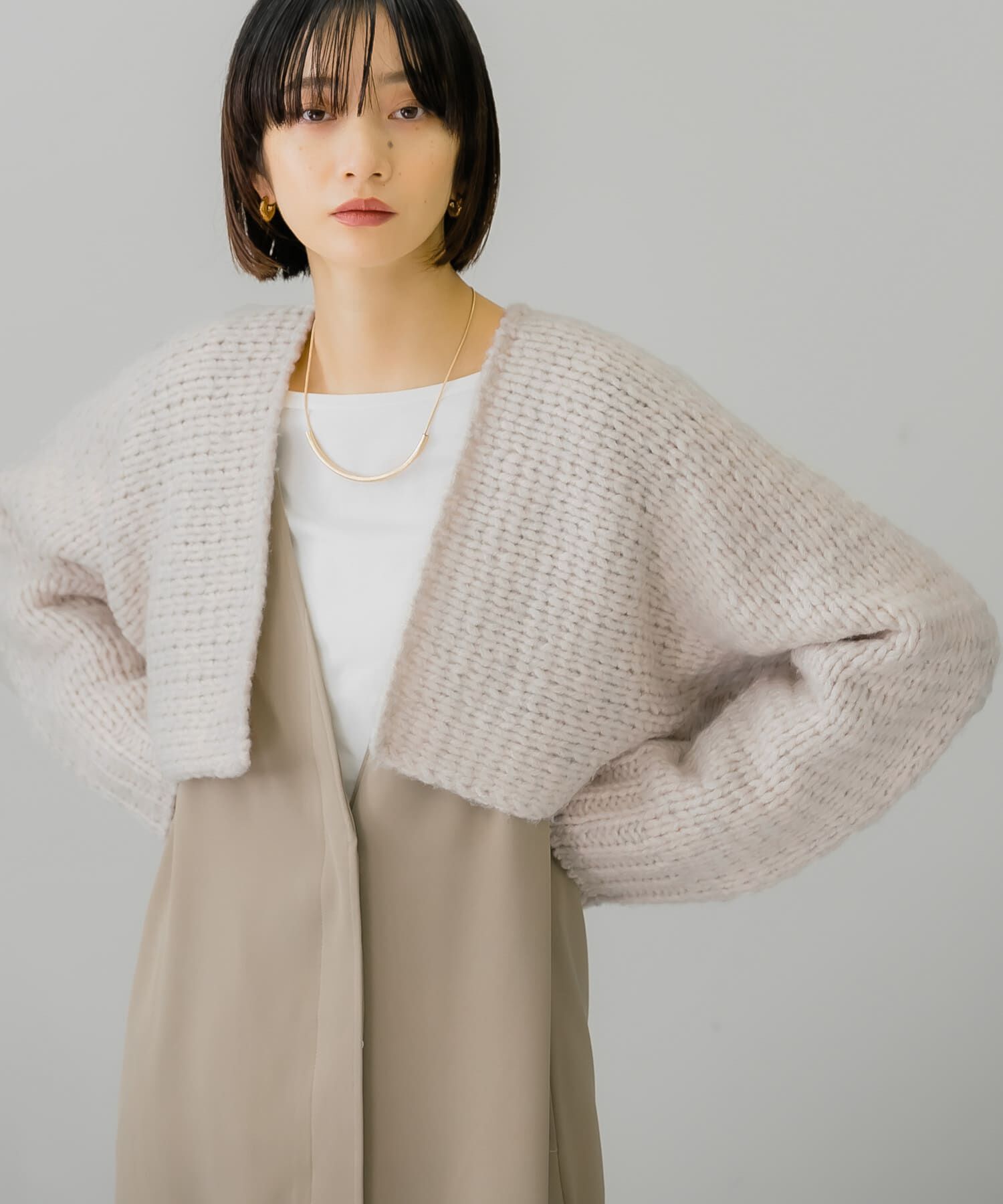  「ローゲージショートニットカーディガン」|カーディガン|