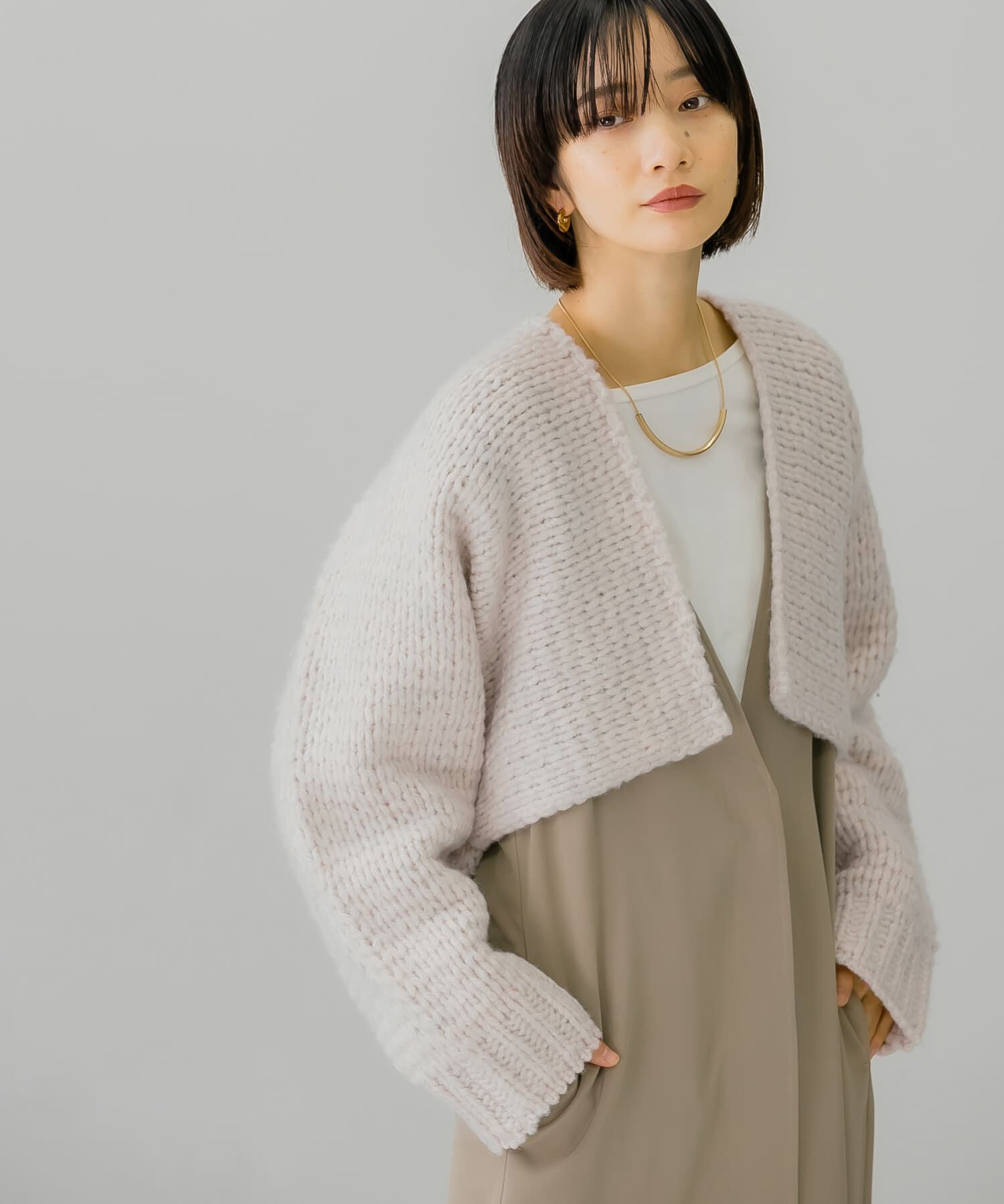  「ローゲージショートニットカーディガン」|カーディガン|