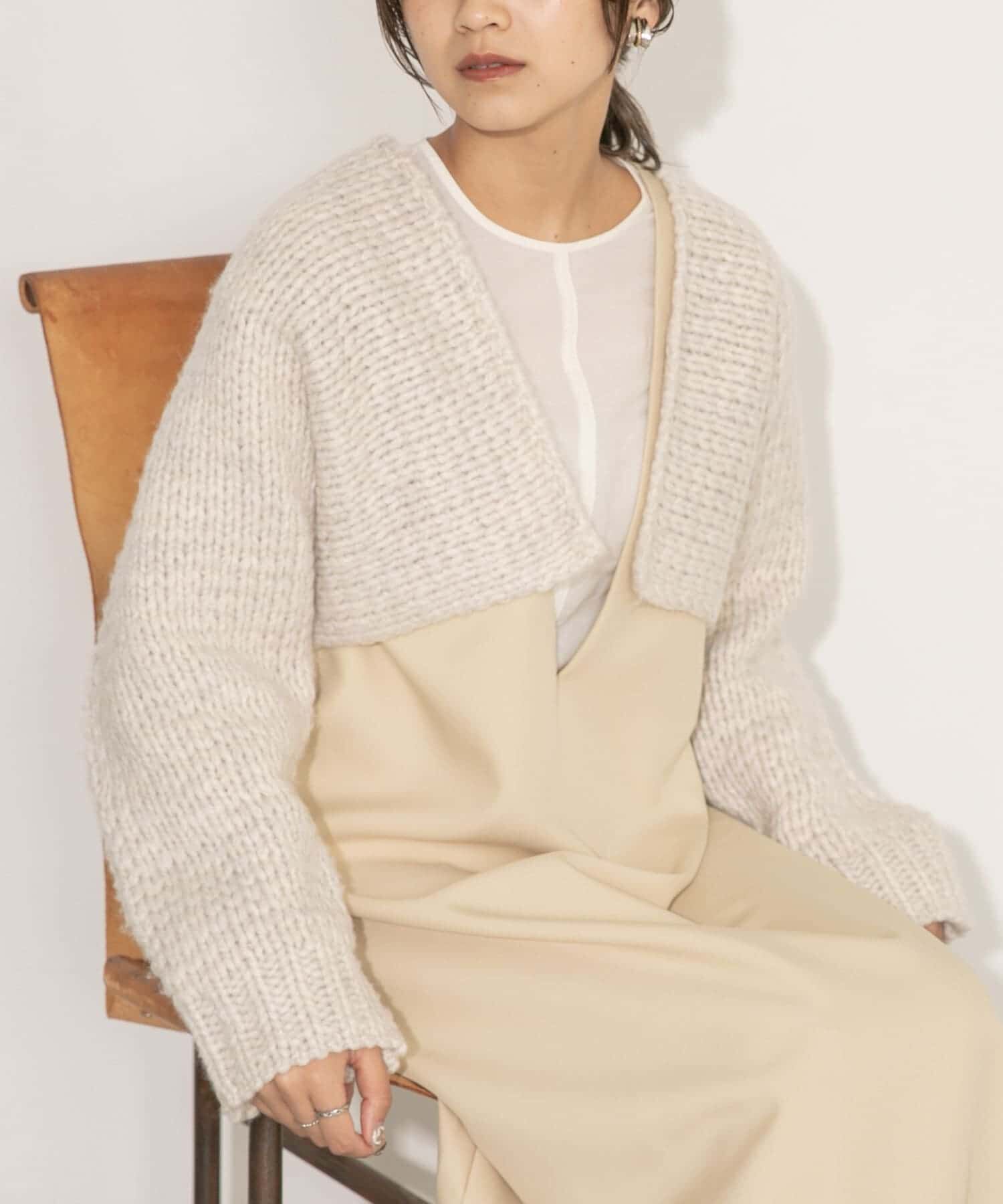  「ローゲージショートニットカーディガン」|カーディガン|
