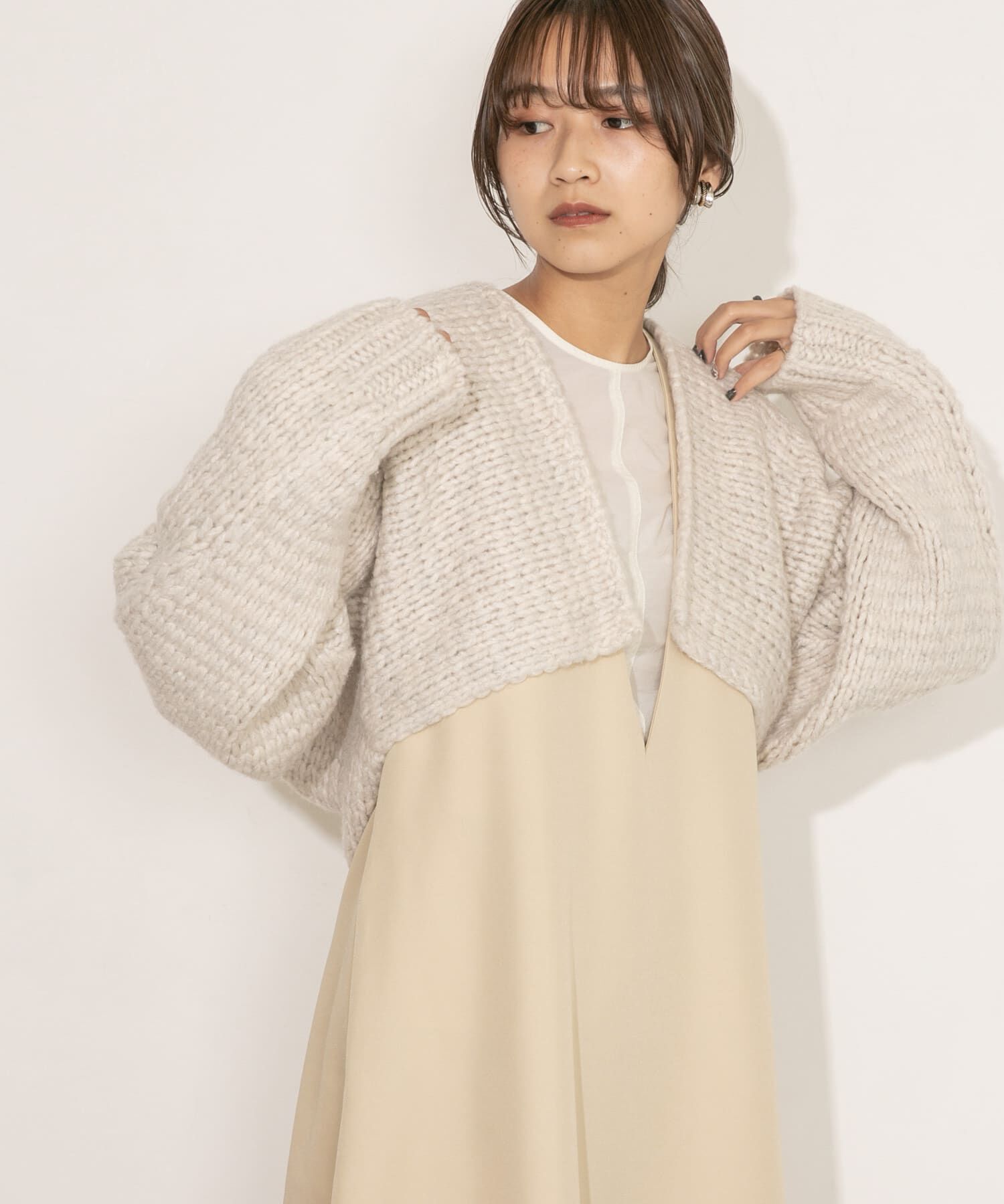  「ローゲージショートニットカーディガン」|カーディガン|