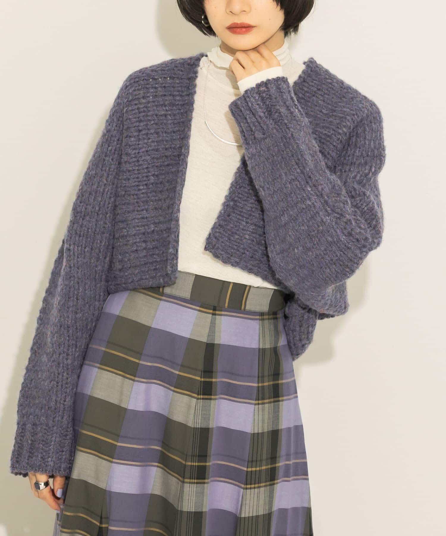  「ローゲージショートニットカーディガン」|カーディガン|