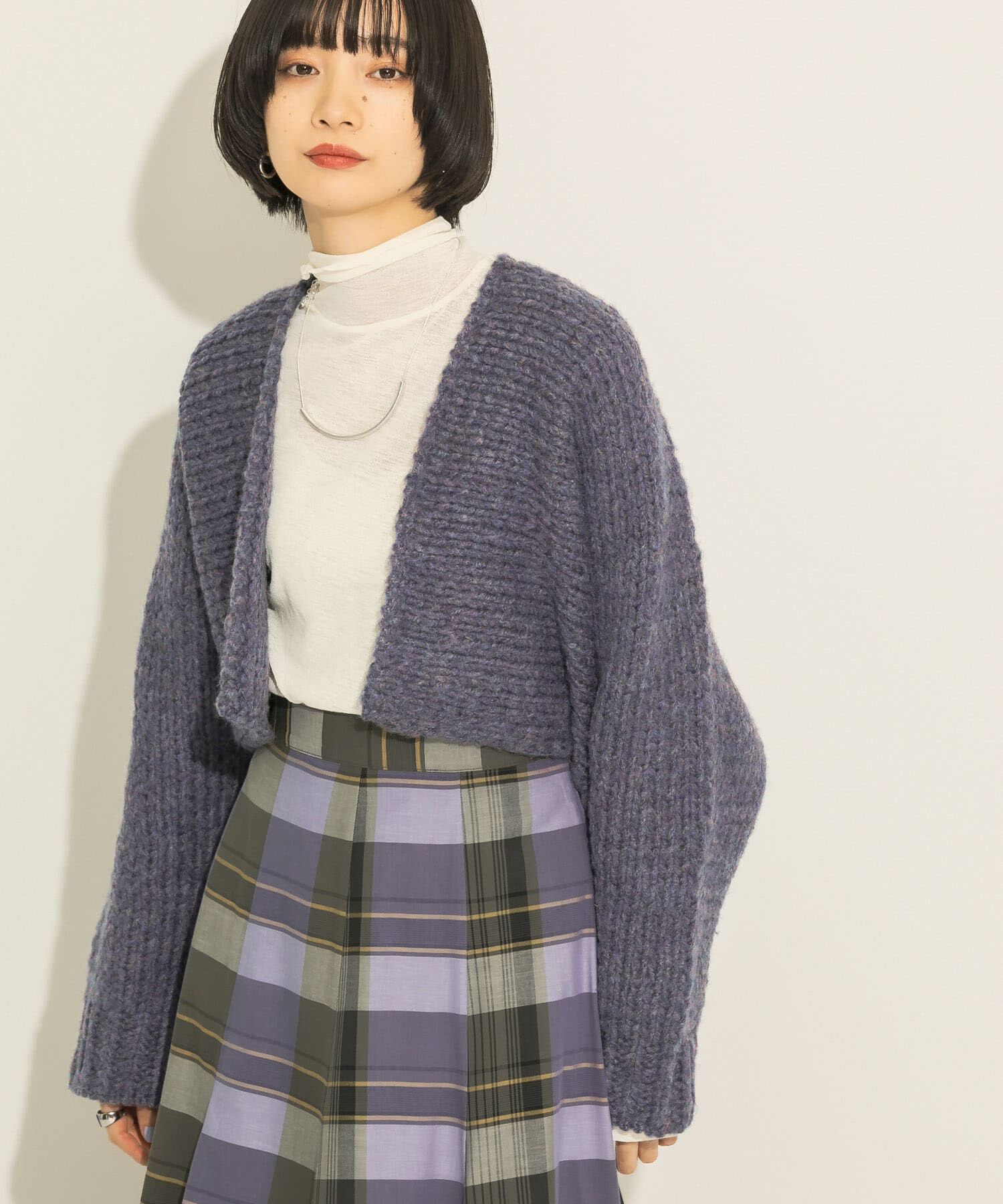  「ローゲージショートニットカーディガン」|カーディガン|