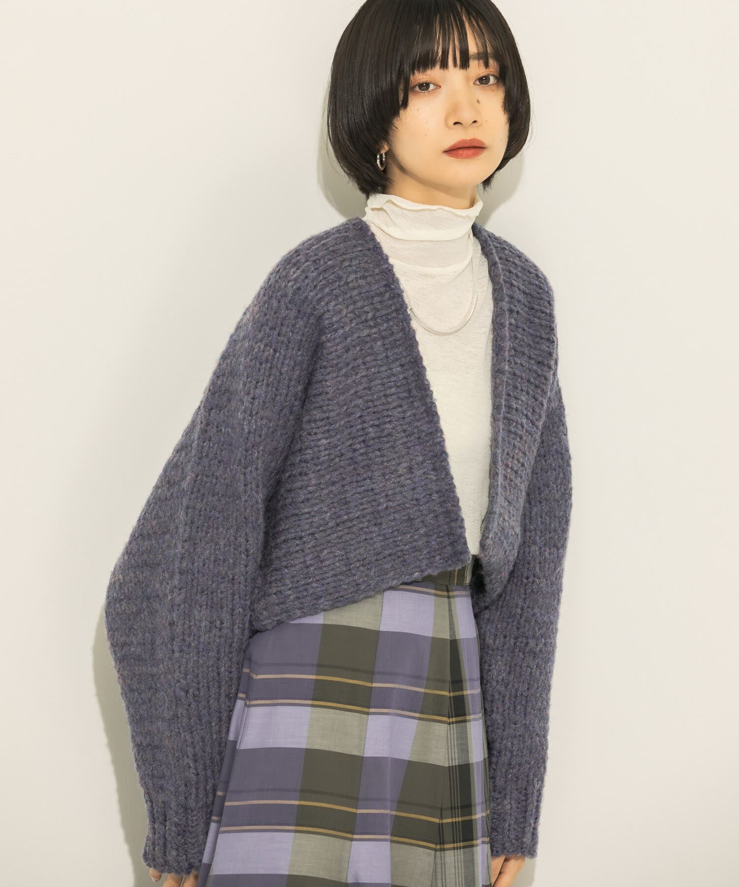  「ローゲージショートニットカーディガン」|カーディガン|