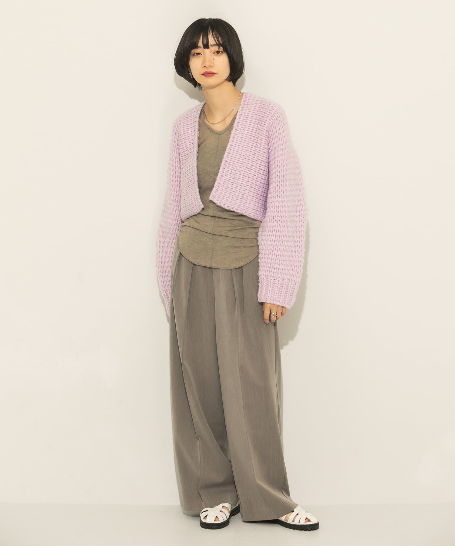 「ローゲージショートニットカーディガン」|カーディガン|