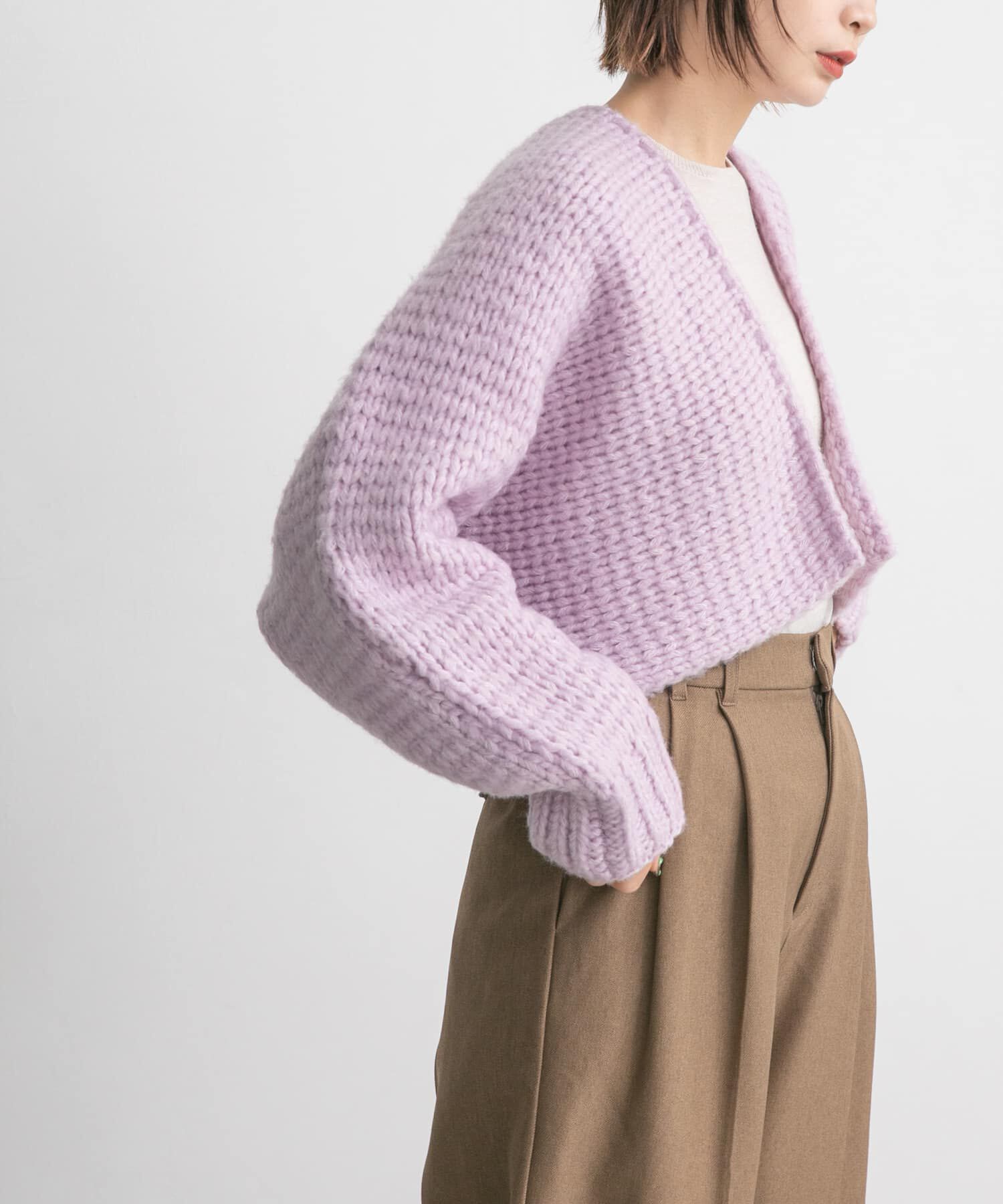  「ローゲージショートニットカーディガン」|カーディガン|