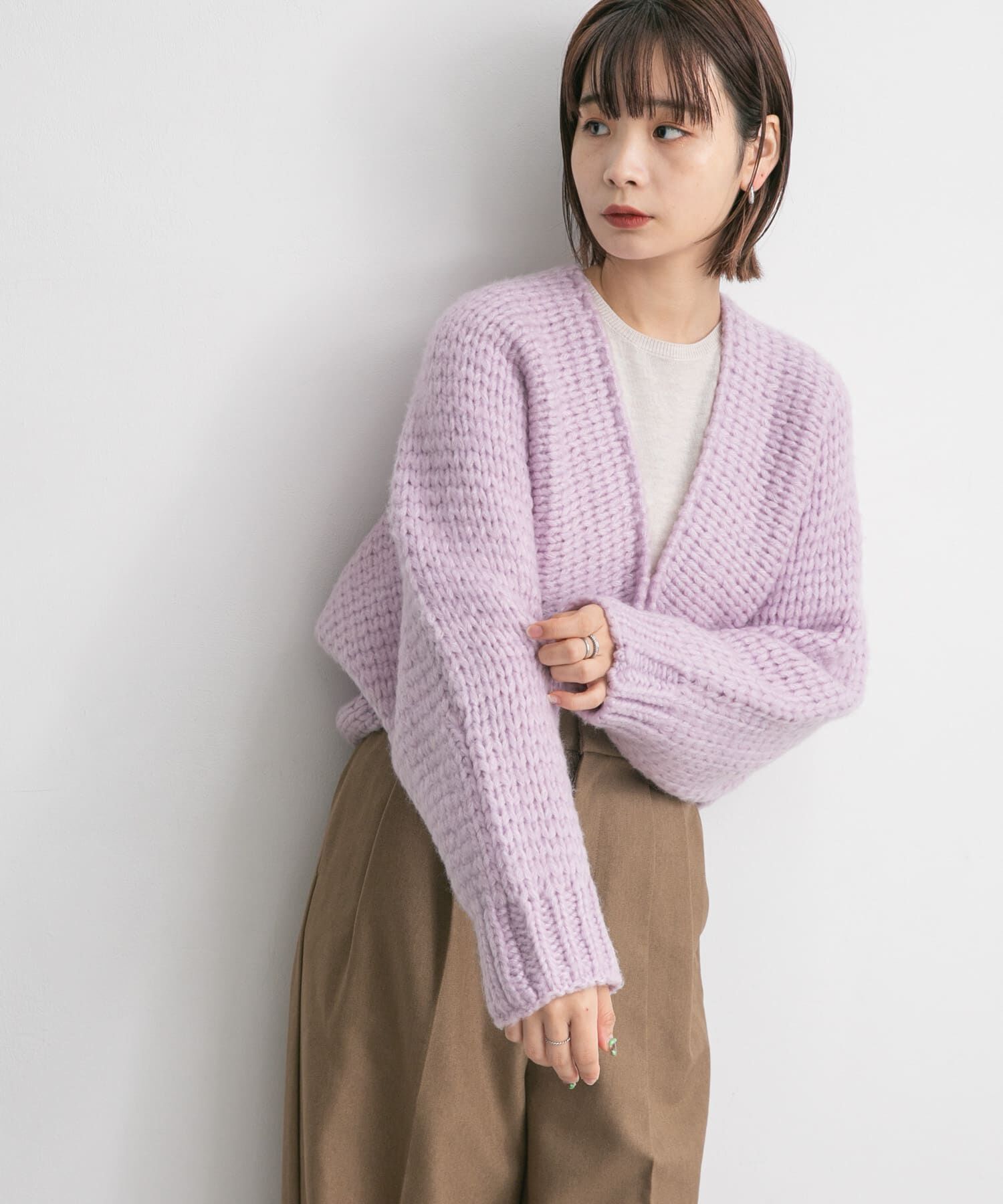  「ローゲージショートニットカーディガン」|カーディガン|
