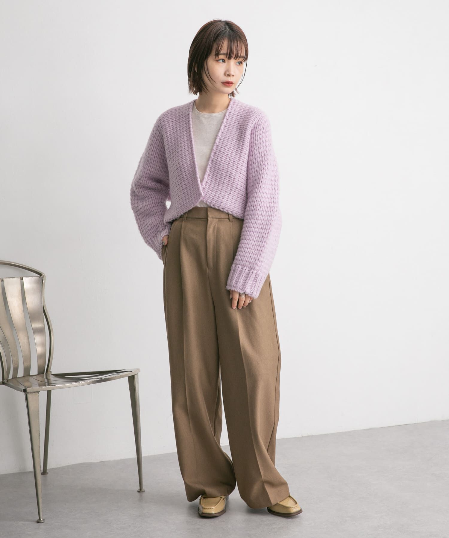  「ローゲージショートニットカーディガン」|カーディガン|