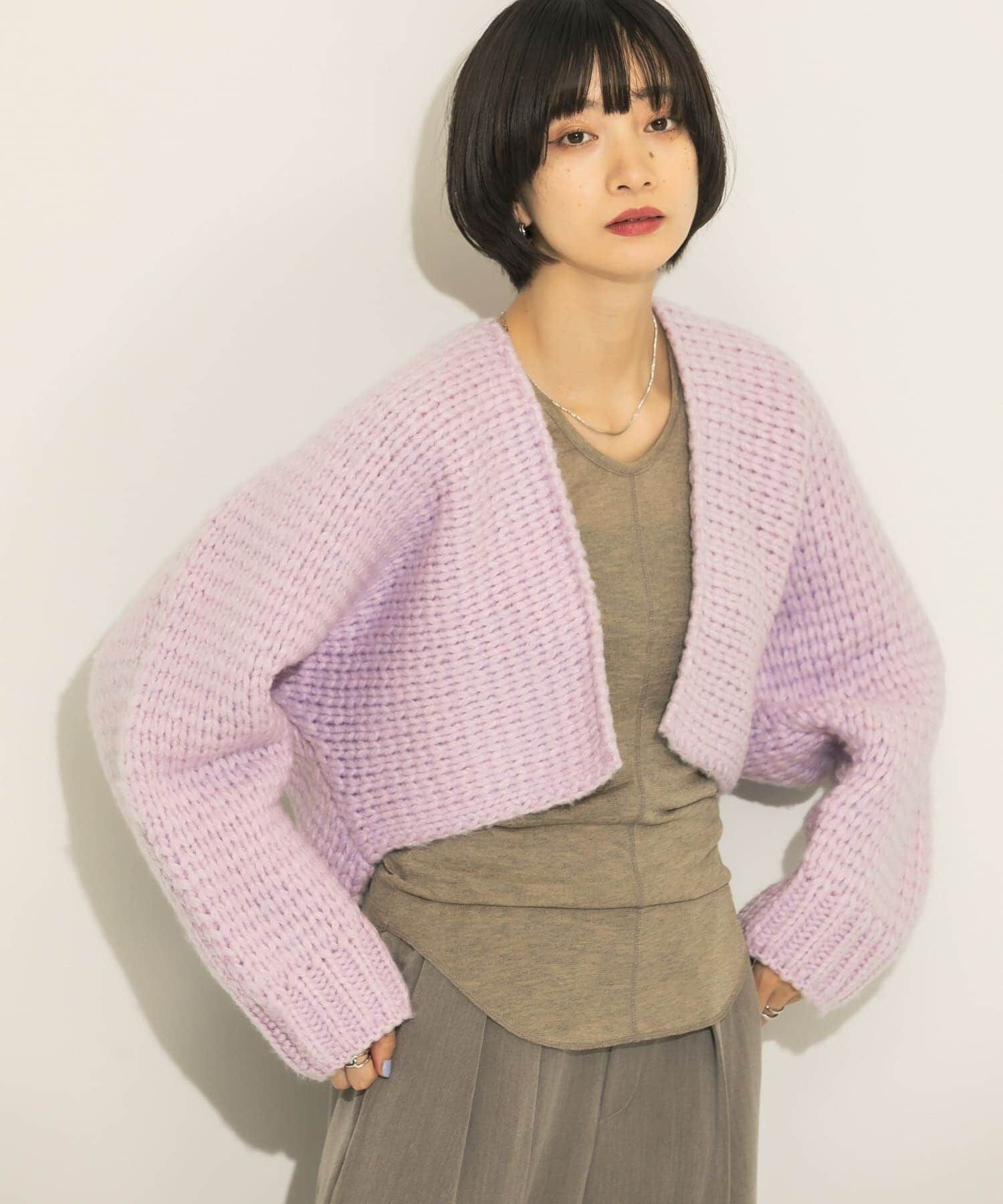  「ローゲージショートニットカーディガン」|カーディガン|