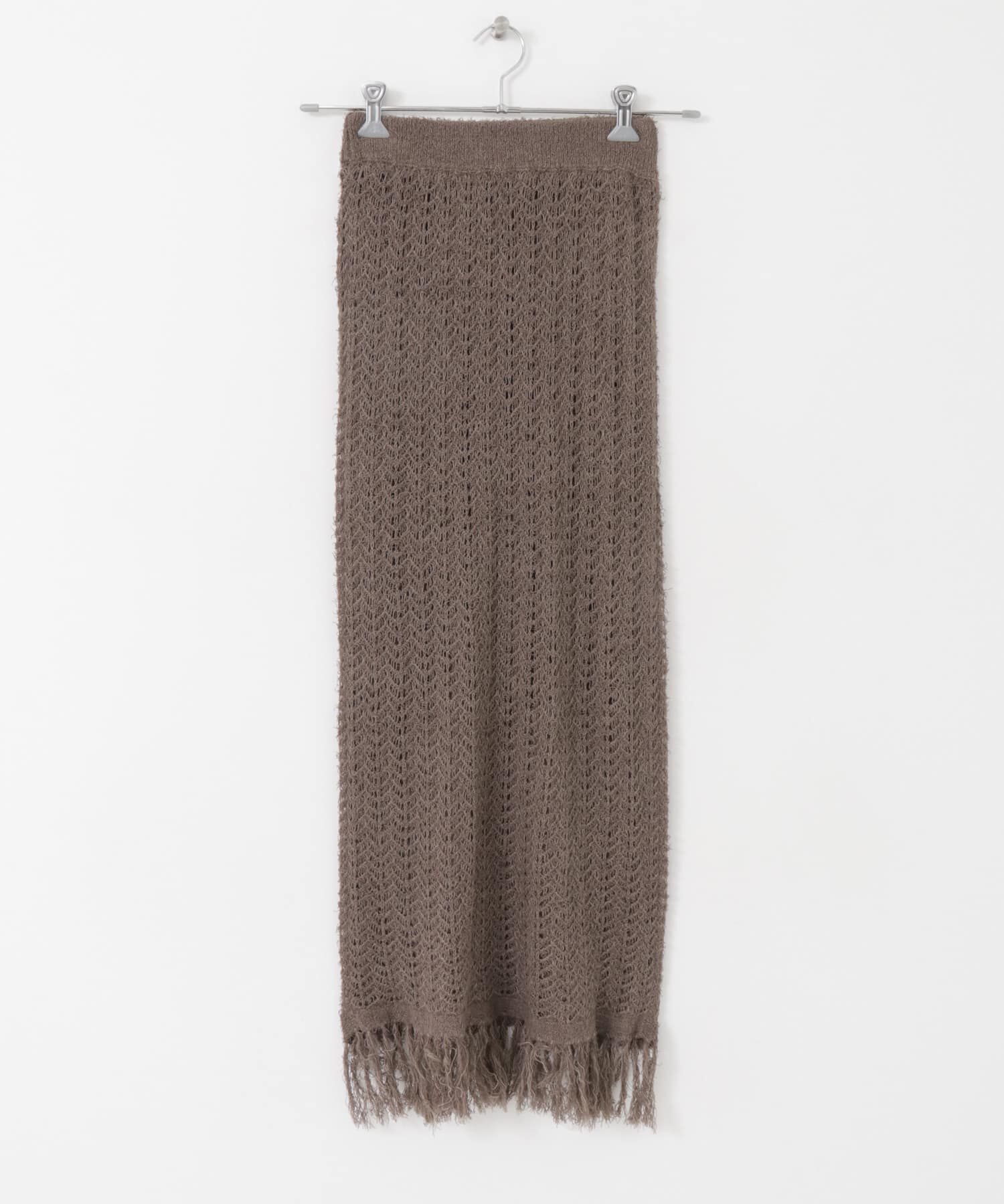  「フリンジ透かし編みニットスカート」|スカート|