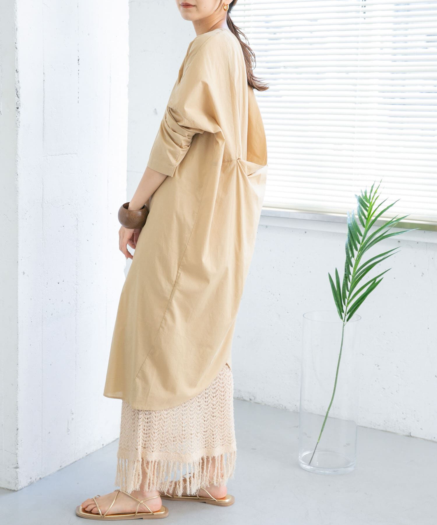  「フリンジ透かし編みニットスカート」|スカート|