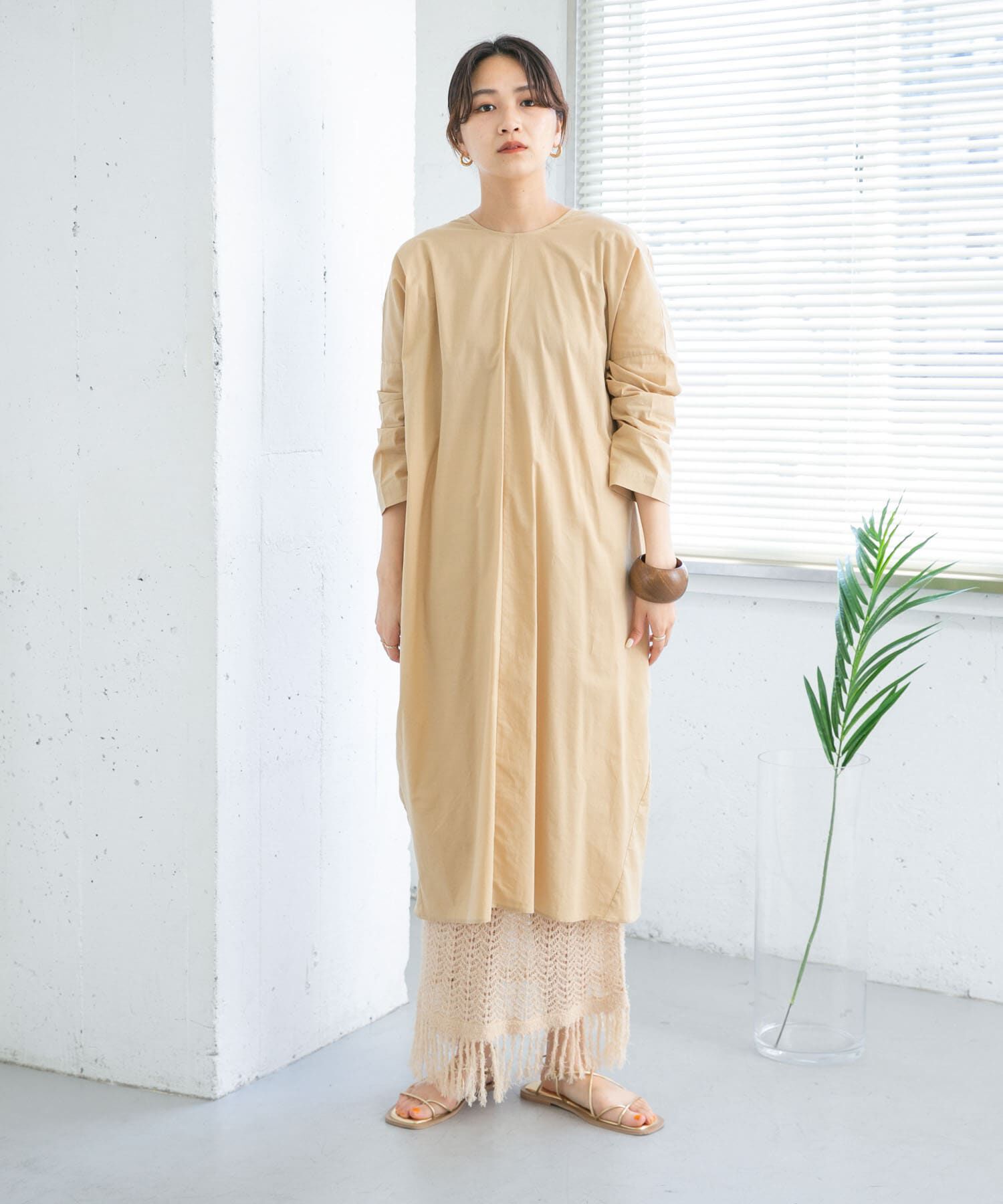  「フリンジ透かし編みニットスカート」|スカート|