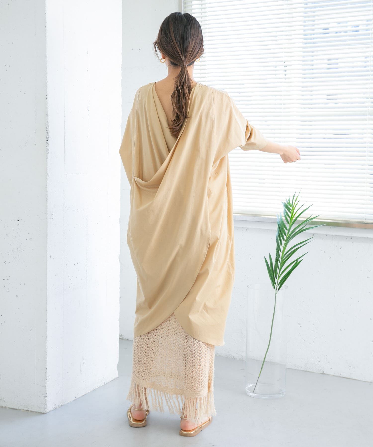  「フリンジ透かし編みニットスカート」|スカート|