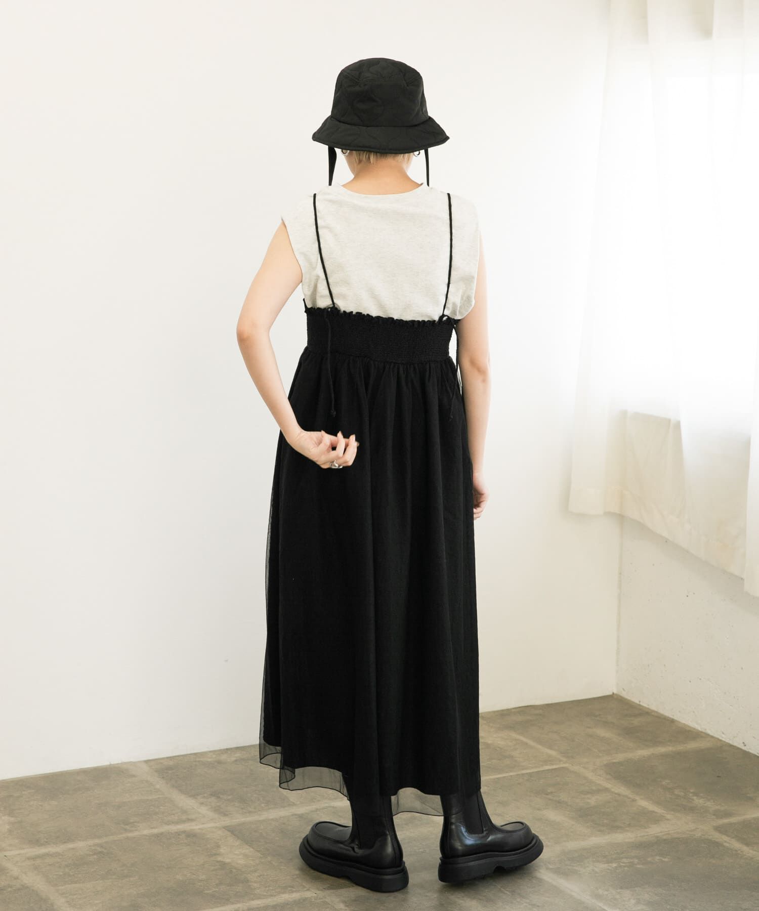  「リボン付きキルティングバケットHAT」|ハット|